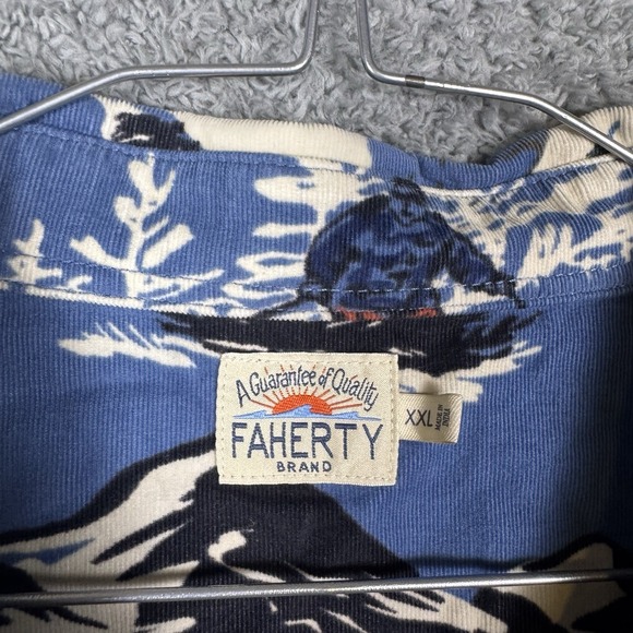 Faherty Corduroy Shirt Mens 2XL All Over Print Winter Ski Hike Mountain Snow - Picture 10 of 16